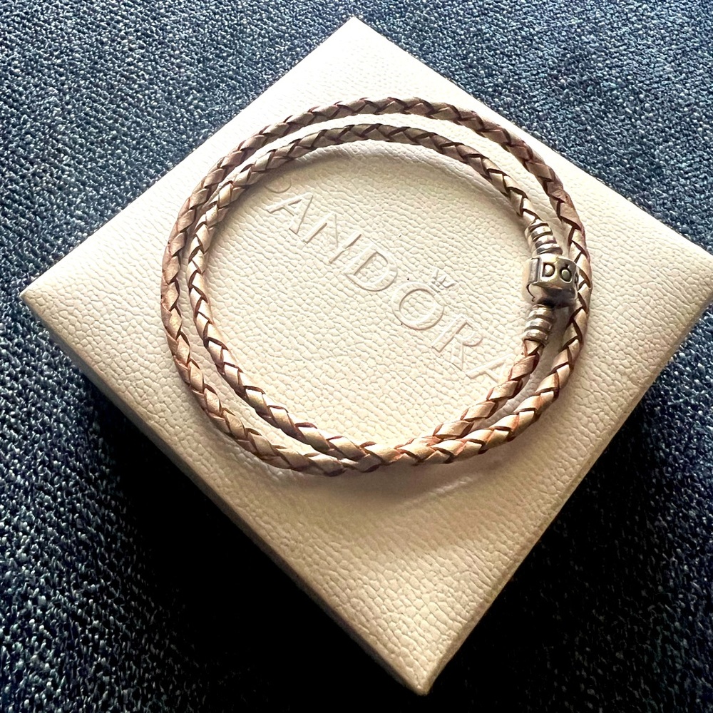 Price Drop🔥Retired Authentic Pandora 925 Leather Double Wrap Bracelet /Necklace